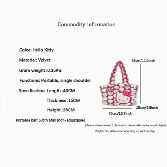 Hello Kitty Fuzzy Pink Shoulder Bag NWT - Picture 4 of 4